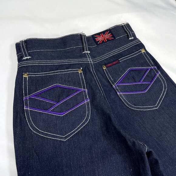 NWT Vintage 1970s Longstreet Dark Wash Denim Embroidered Jeans 12S / 23.5" - 24" - Picture 14 of 16